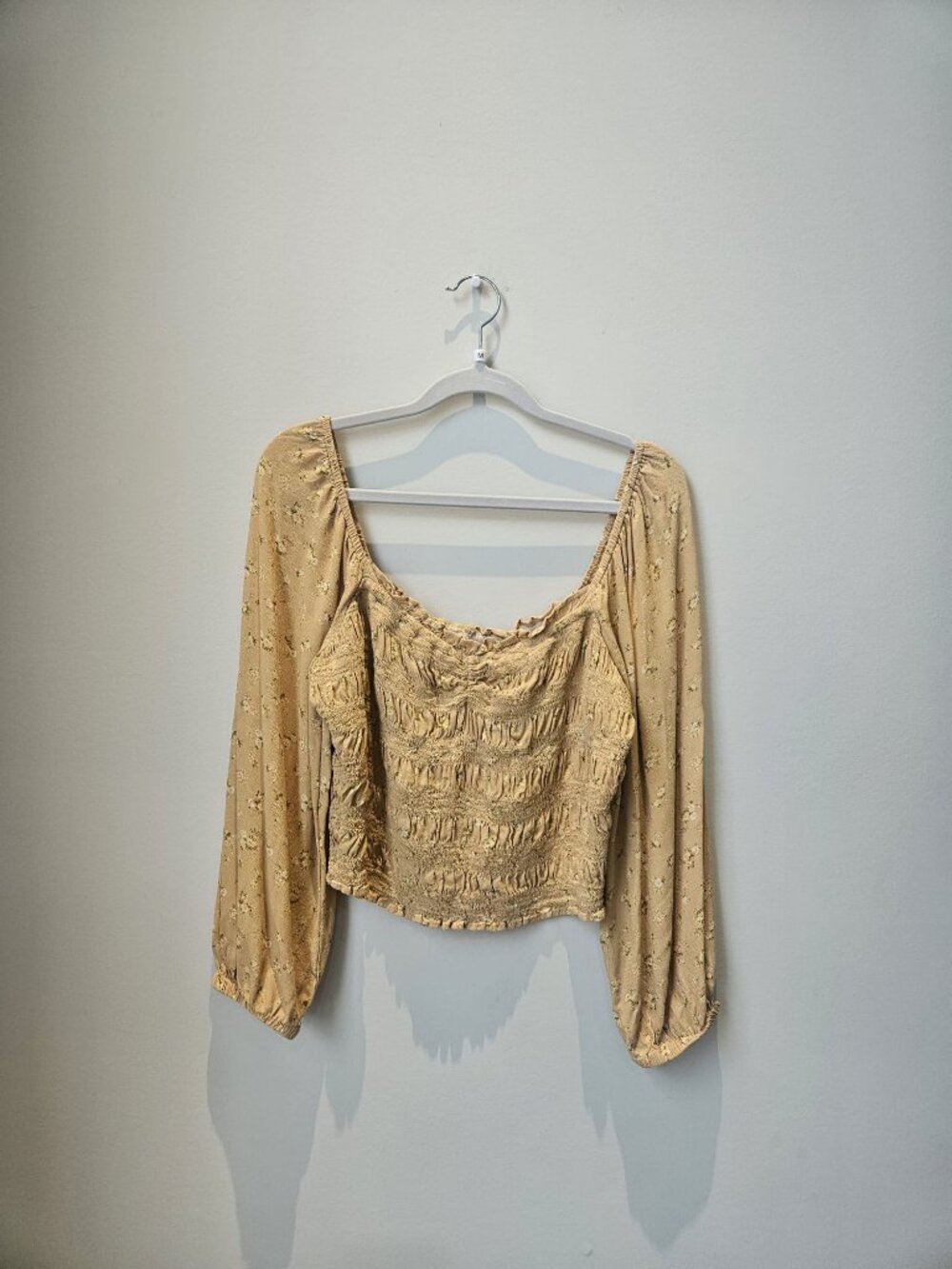 AMERICAN EAGLE  Smocked Beige Floral Crop Top ~ Medium |